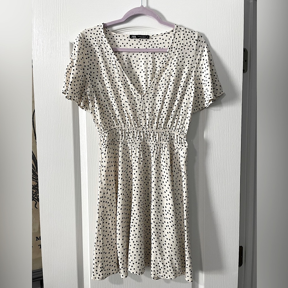 Zara, X-Small, Cream, Polka Dot Sundress
